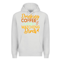 Dove Grey drinking coffee watching birds funny Premium Hoodie - linhVisuals