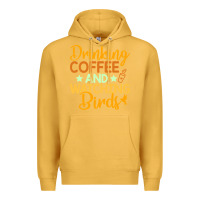 Mustard drinking coffee watching birds funny Premium Hoodie - linhVisuals