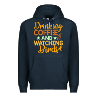 Navy drinking coffee watching birds funny Premium Hoodie - linhVisuals