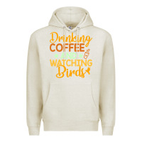 Oatmeal Heather drinking coffee watching birds funny Premium Hoodie - linhVisuals