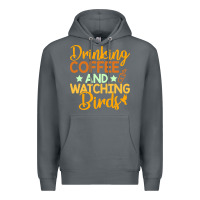 Rock drinking coffee watching birds funny Premium Hoodie - linhVisuals