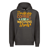 Smoke drinking coffee watching birds funny Premium Hoodie - linhVisuals