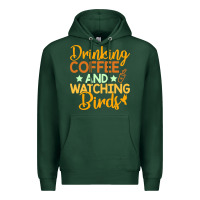 Sports Green drinking coffee watching birds funny Premium Hoodie - linhVisuals