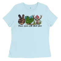 Baby Blue Peace Love Elk Buck Deer Ladies Tee - LillyAllenDesigns