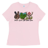 Bubblegum Pink Peace Love Elk Buck Deer Ladies Tee - LillyAllenDesigns