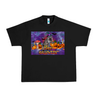 Black Happy Halloween Raccoon Urban Heavy Tee - LillyAllenDesigns