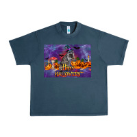 Midnight Navy Happy Halloween Raccoon Urban Heavy Tee - LillyAllenDesigns