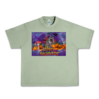 Oil Green Happy Halloween Raccoon Urban Heavy Tee - LillyAllenDesigns