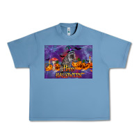Pebble Blue Happy Halloween Raccoon Urban Heavy Tee - LillyAllenDesigns