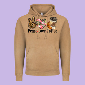 Peace Love Coffee Vintage Hoodie Designed By Barkaloodesign