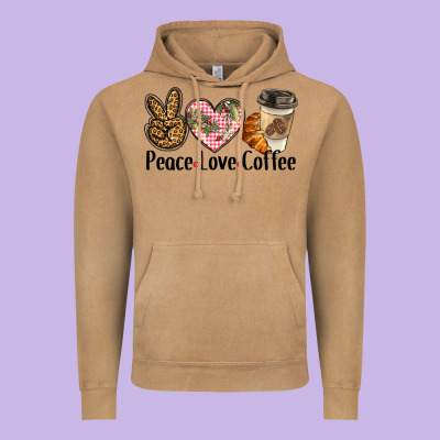 Peace Love Coffee Vintage Hoodie Designed By Barkaloodesign