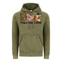 Vintage Olive peace love coffee Vintage Hoodie - BarkalooDesign