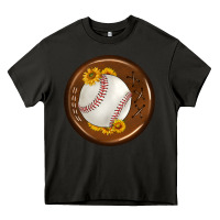 Asphalt baseball with sunflower round earrings Heavy Core Tee - BundleAndBundleShop