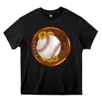 Black baseball with sunflower round earrings Heavy Core Tee - BundleAndBundleShop