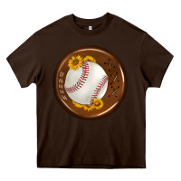 Chocolate Brown baseball with sunflower round earrings Heavy Core Tee - BundleAndBundleShop