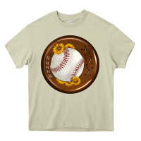 Mossy baseball with sunflower round earrings Heavy Core Tee - BundleAndBundleShop