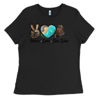 Black Peace Love Sea Lion Ladies Tee - LillyAllenDesigns