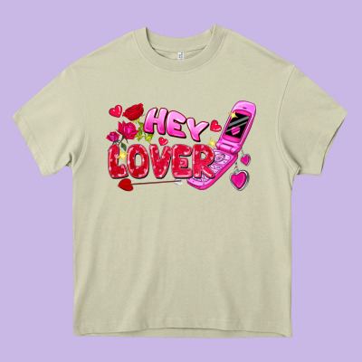 Hey Lover Flip Phone Heavy Core Tee Designed By Fadigitalartstudio