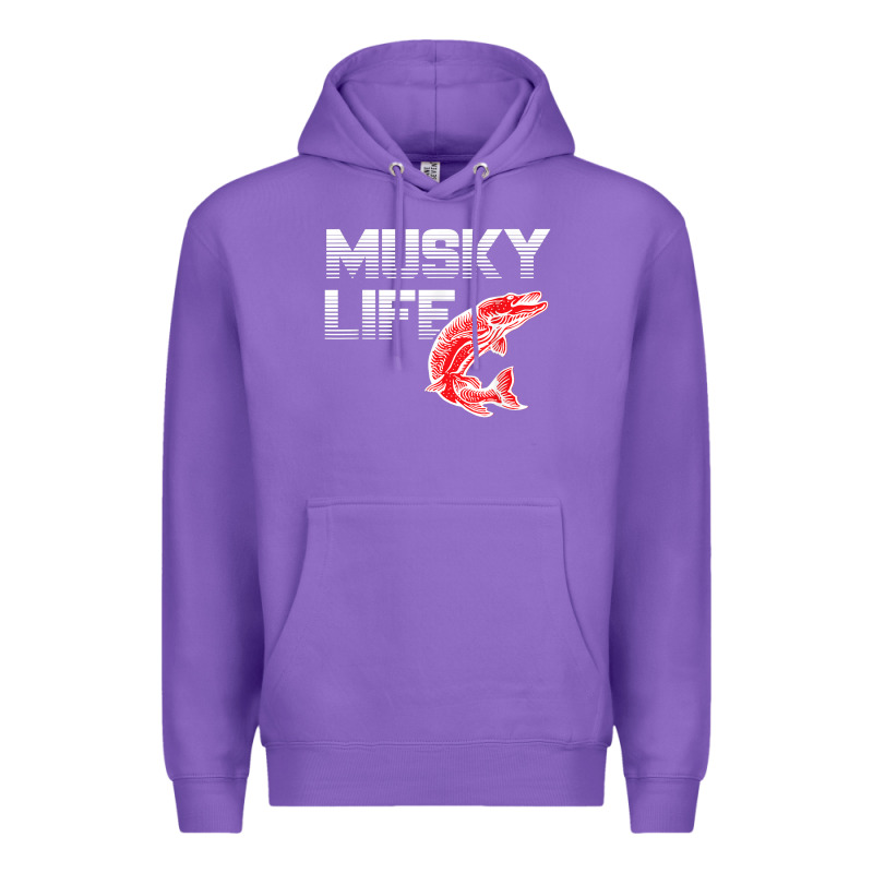 Musky Pine Forest Treeline Outdoor Fishing Angler Premium Hoodie by linhVisuals | Teevron
