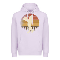 Lilac bigfoot playing saxophone retro vintage funny sasquatch sax premium t Premium Hoodie - linhVisuals