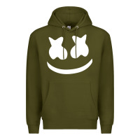 Army Green mello face Premium Hoodie - linhVisuals
