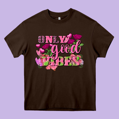 Valentine's Day Only Good Vibes Heavy Core Tee Designed By Fadigitalartstudio