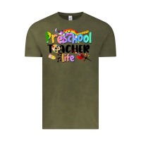 Vintage Olive Preschool Teacher Life Vintage Tee - LillyAllenDesigns