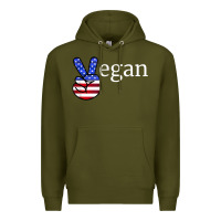 Army Green peace american flag vegan Premium Hoodie - linhVisuals