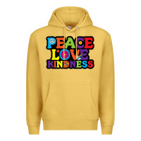 Antique Gold peace love kindness Premium Hoodie - linhVisuals