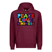 Burgundy peace love kindness Premium Hoodie - linhVisuals