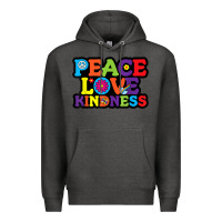 Charcoal Heather peace love kindness Premium Hoodie - linhVisuals