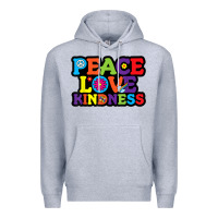 Heather Grey peace love kindness Premium Hoodie - linhVisuals