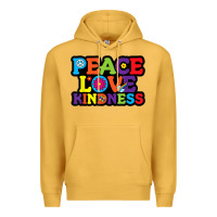 Mustard peace love kindness Premium Hoodie - linhVisuals