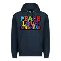 Navy peace love kindness Premium Hoodie - linhVisuals