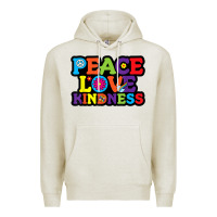 Oatmeal Heather peace love kindness Premium Hoodie - linhVisuals