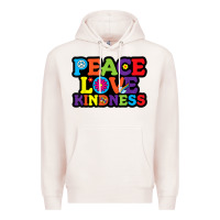 Pale Pink peace love kindness Premium Hoodie - linhVisuals