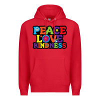 Red peace love kindness Premium Hoodie - linhVisuals