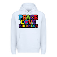 White peace love kindness Premium Hoodie - linhVisuals