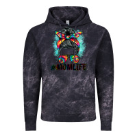 Cloud Black tie dye momlife messy bun Vintage Hoodie - BarkalooDesign