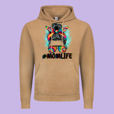 Tie Dye Momlife Messy Bun Vintage Hoodie Designed By Barkaloodesign