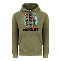 Vintage Olive tie dye momlife messy bun Vintage Hoodie - BarkalooDesign