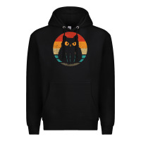 Black cat retro style vintage Premium Hoodie - linhVisuals