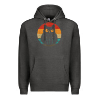 Charcoal Heather cat retro style vintage Premium Hoodie - linhVisuals