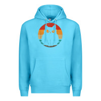 Ocean Blue cat retro style vintage Premium Hoodie - linhVisuals