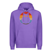 Purple cat retro style vintage Premium Hoodie - linhVisuals
