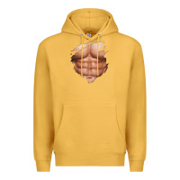 Mustard chest six pack abs muscles bodybuilder Premium Hoodie - linhVisuals