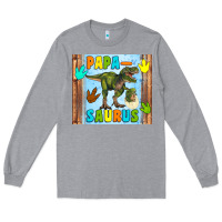 Heather Grey papa saurus Long Sleeve Tee - Artiststas