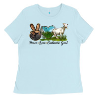 Baby Blue Peace Love Cashmere Goat Ladies Tee - LillyAllenDesigns