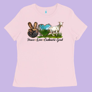 Peace Love Cashmere Goat Ladies Tee Designed By Lillyallendesigns