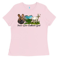 Bubblegum Pink Peace Love Cashmere Goat Ladies Tee - LillyAllenDesigns